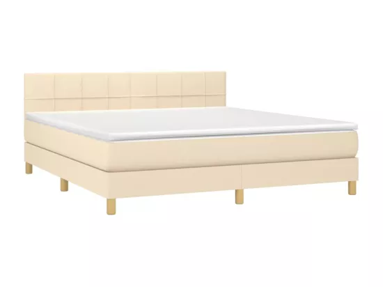 Sommier tapissier avec matelas et LED Crème 180x200 cm Tissu
