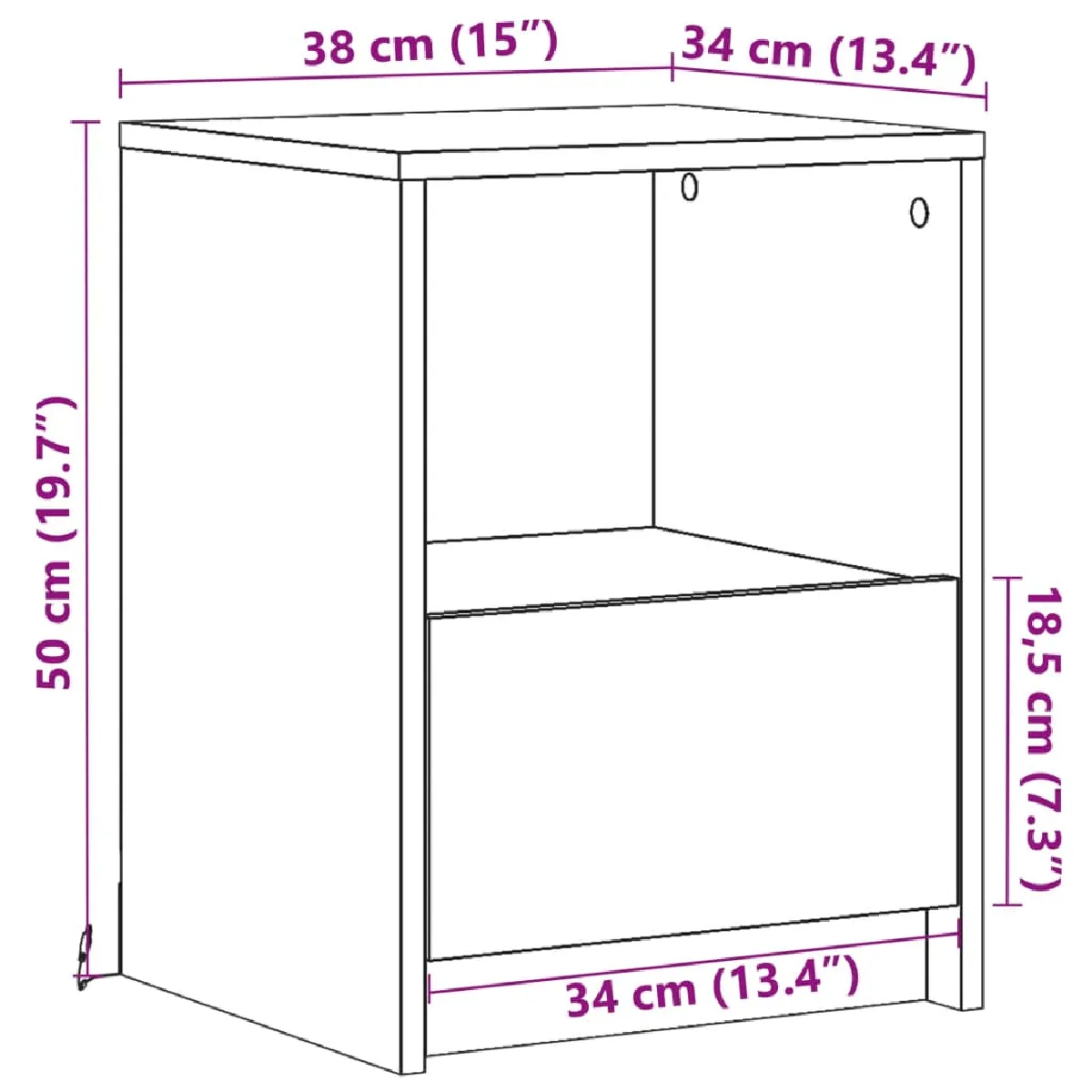 VIDAXL Armoire de Chevet avec LED