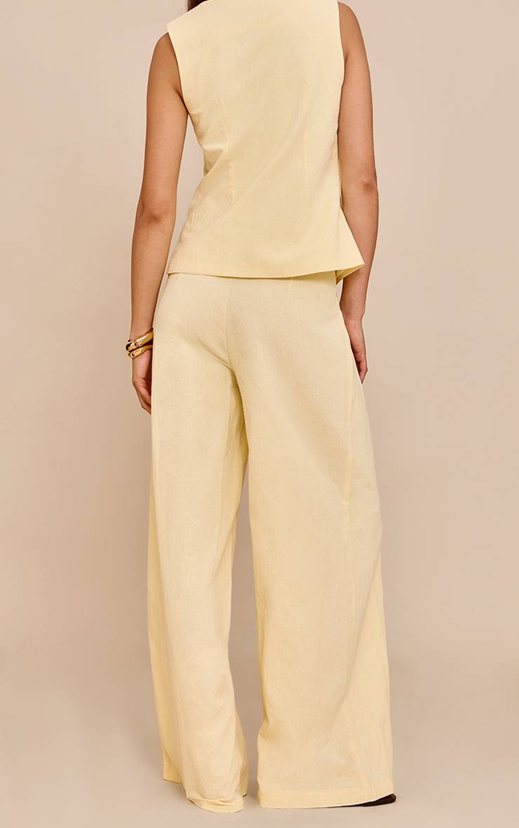 Butter Yellow Pantalon Large Plissé Effet Lin Ensemble Coordonné