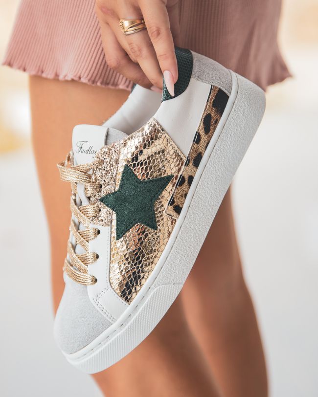 Basket femme dorée étoile à lacets - Joya