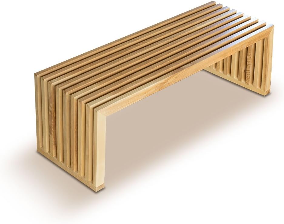 NEUERRAUM Eiche Sitzbank Holz Massiv auf Gehrung traditionell verzinkt stabile Qualität Länge 122 cm.