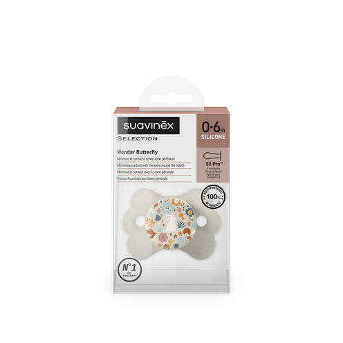 Sucette Butterfly tétine SXPro 0/6M Wonderland Beige - SUAVINEX