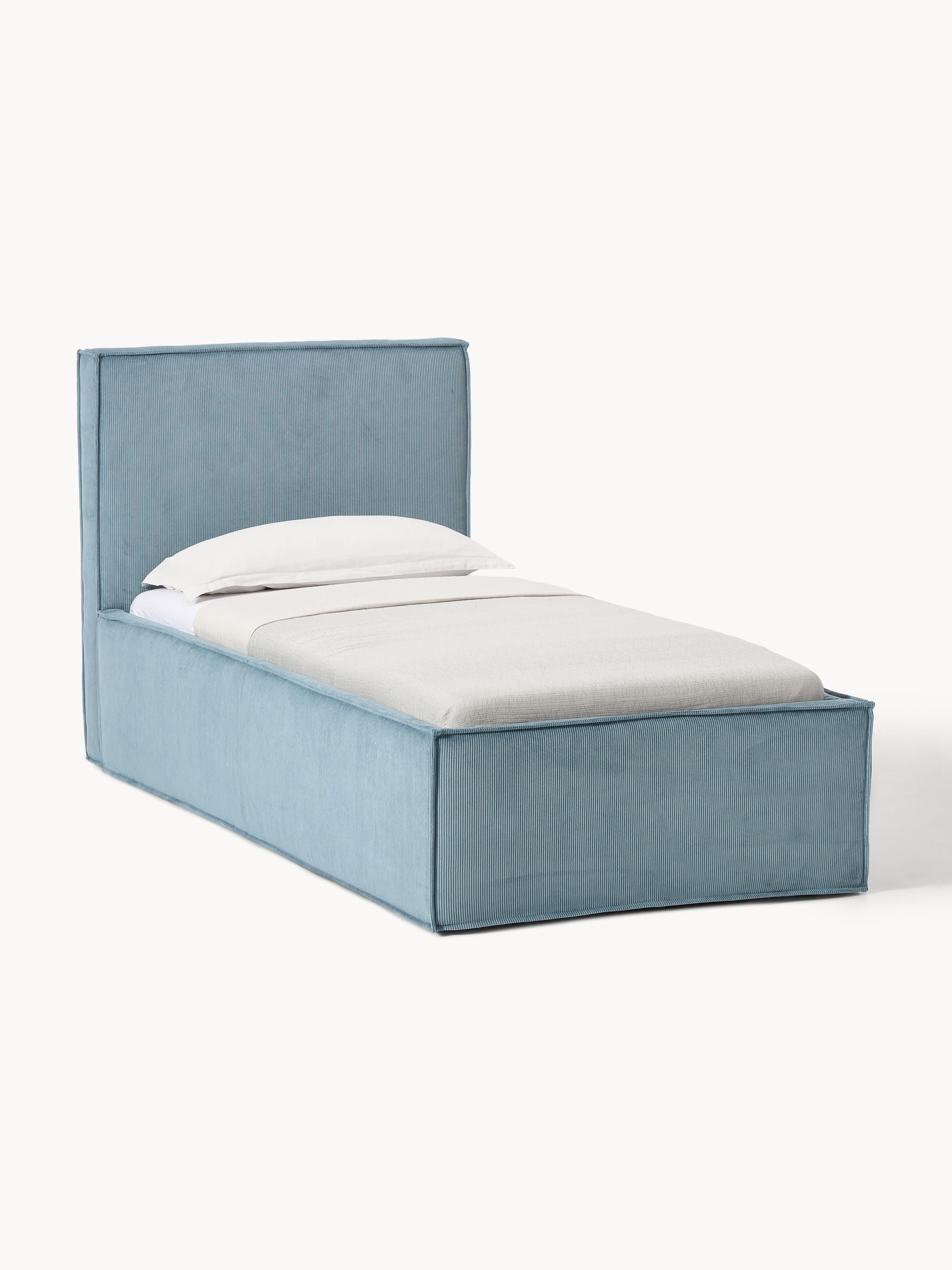Eenpersoonsbed Dream met opbergruimte van ribfluweel