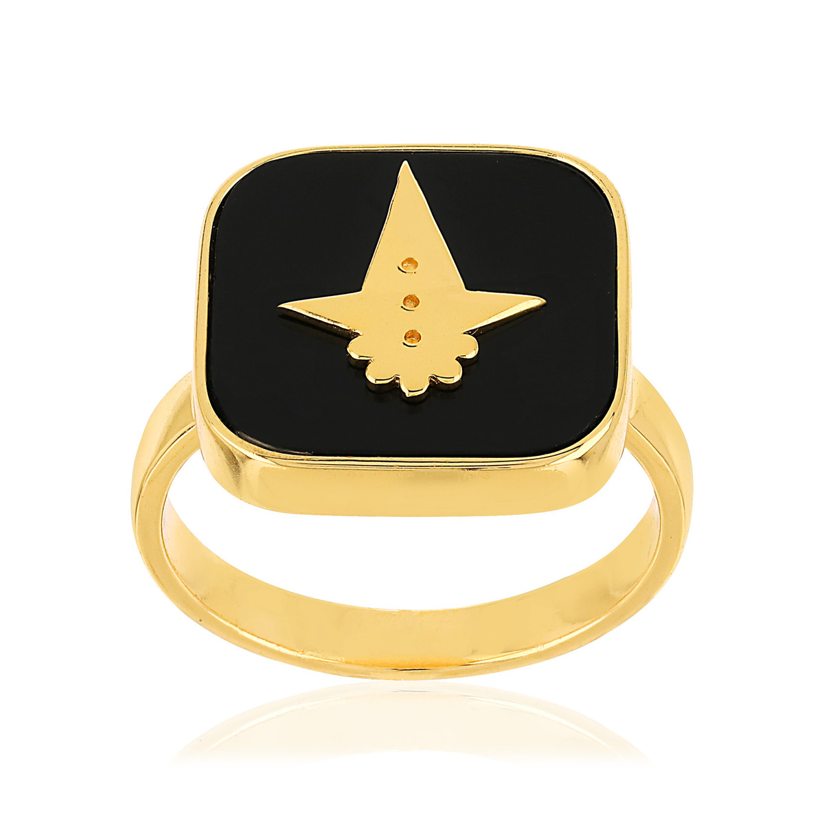 Bague dorée acrylique noire