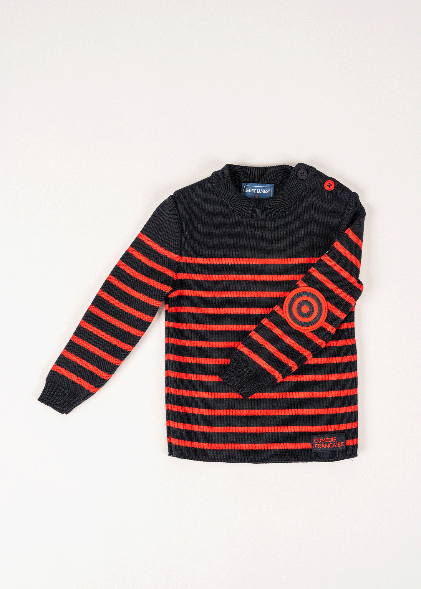 Pull marin enfant rayé à coudières
