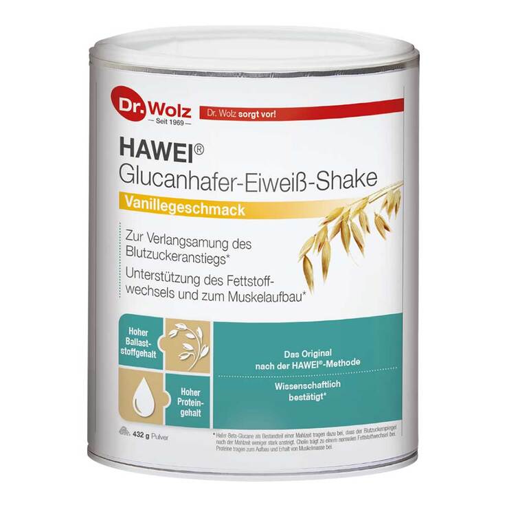 Hawei Glucanhafer-Eiweiß-Shake Vanillegeschmack Pulver, 432 g
