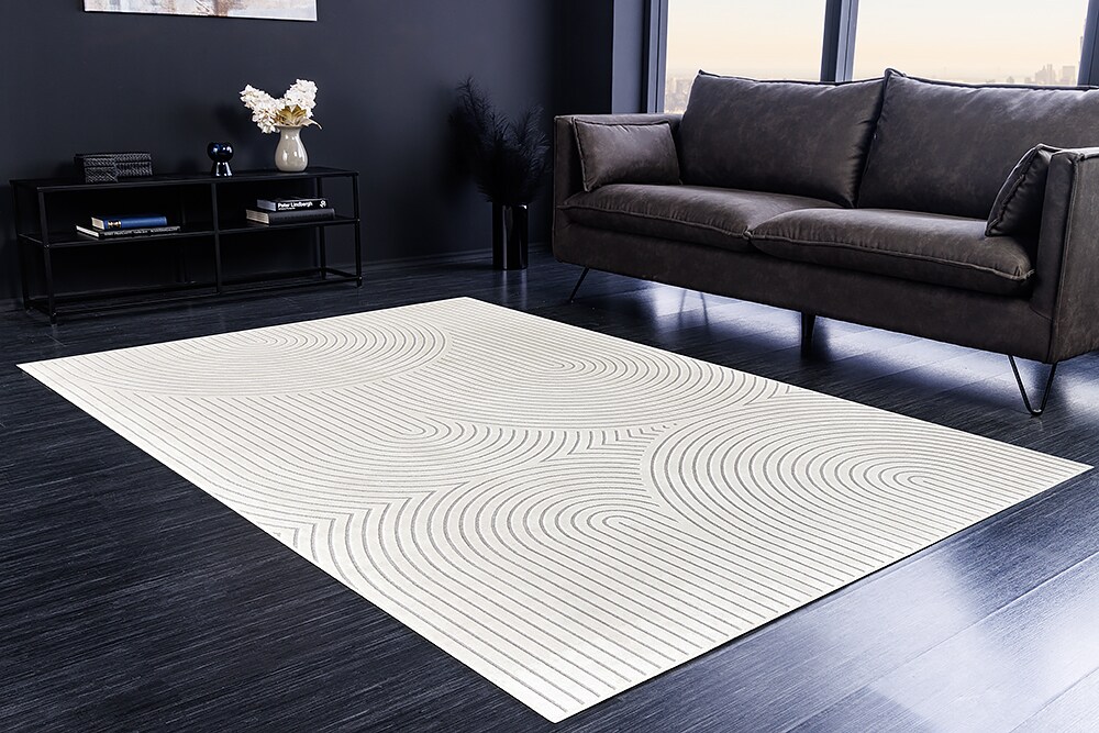 riess-ambiente Teppich ILLUSION - 230x160cm creme beige Kurzflor geometrisches Muster Baumwolle Modern
