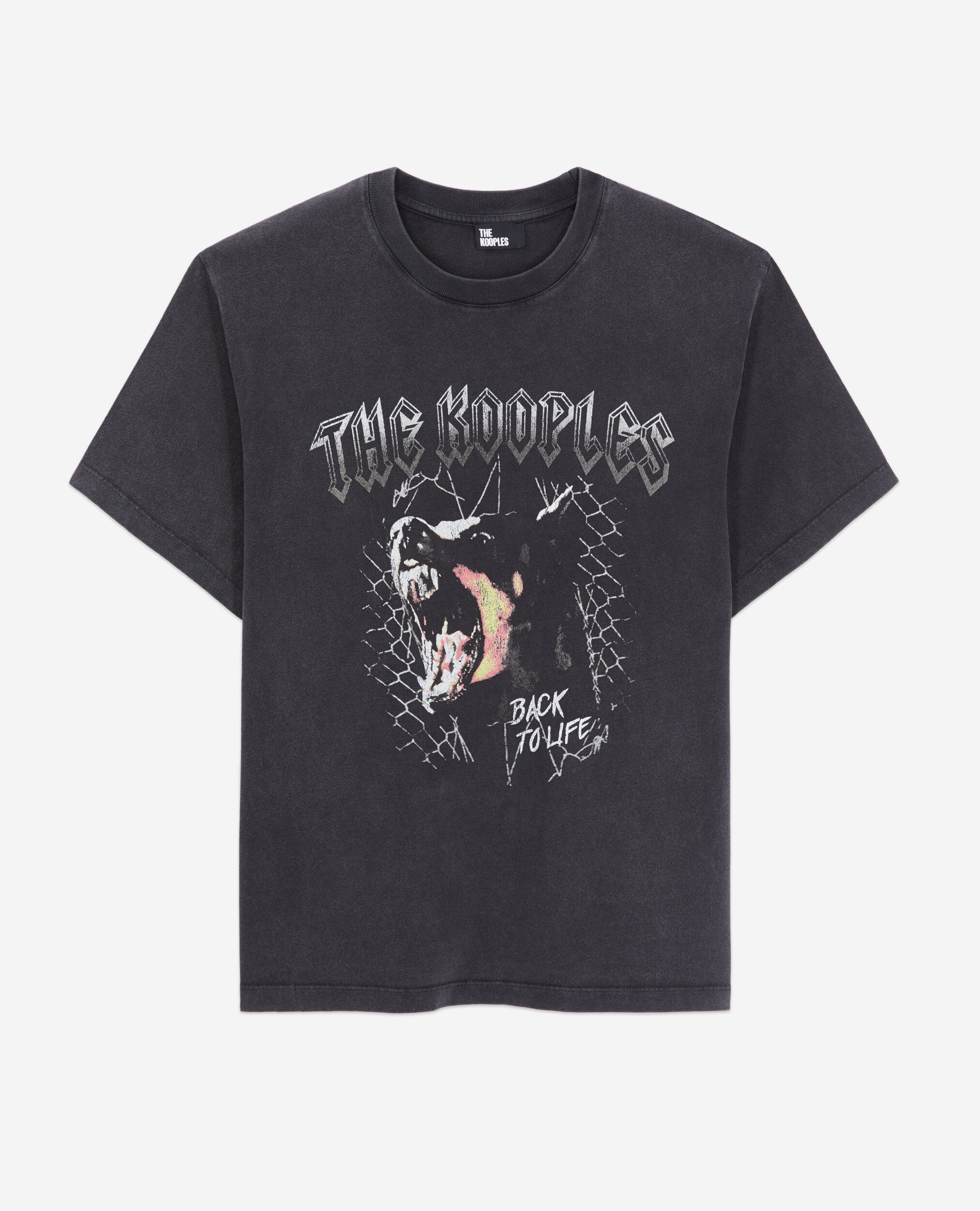 T-shirt noir avec sérigraphie Barking dog