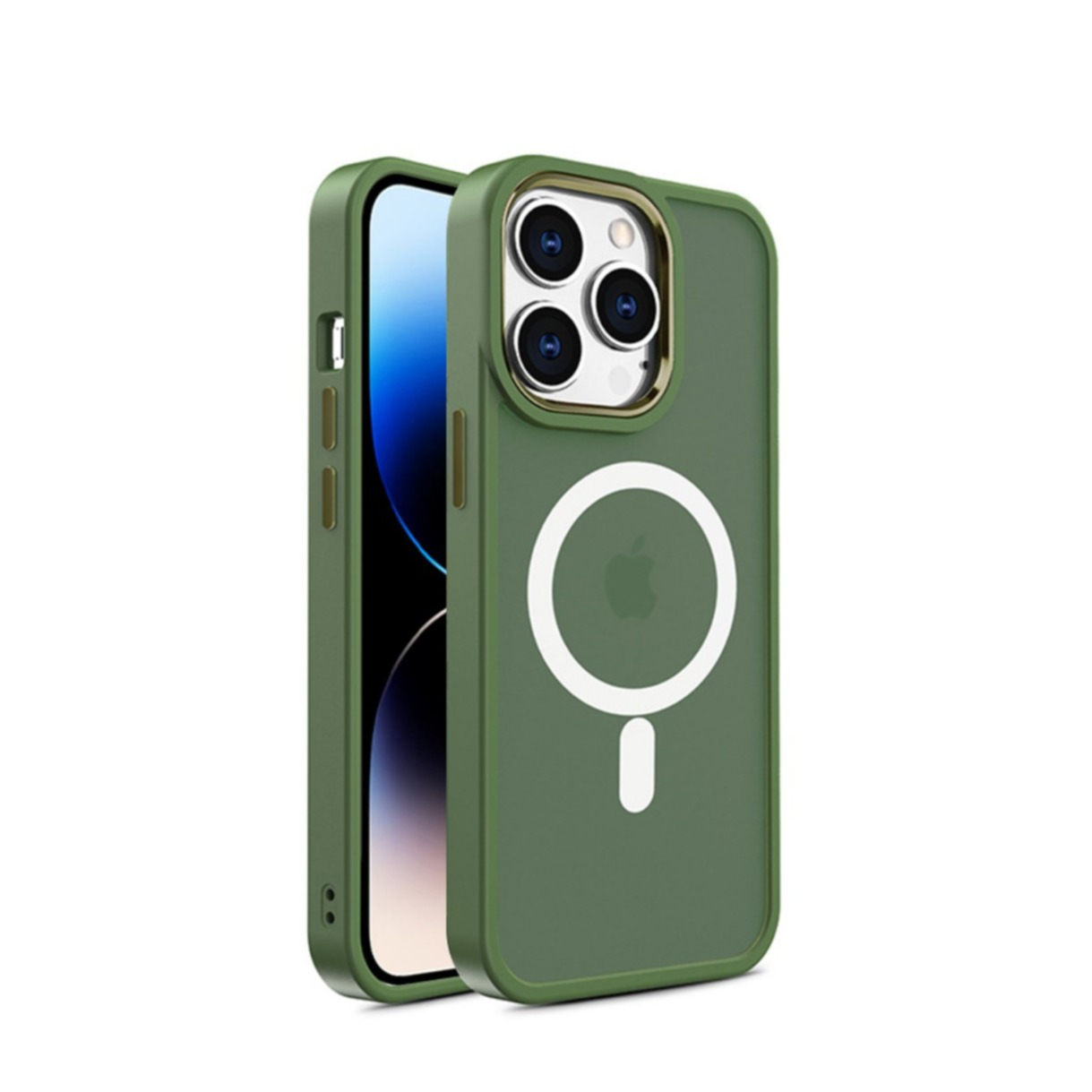 iPhone 15 Pro MagSafe Hybrid Hardcase Hülle mit TPU Bumper - Grün