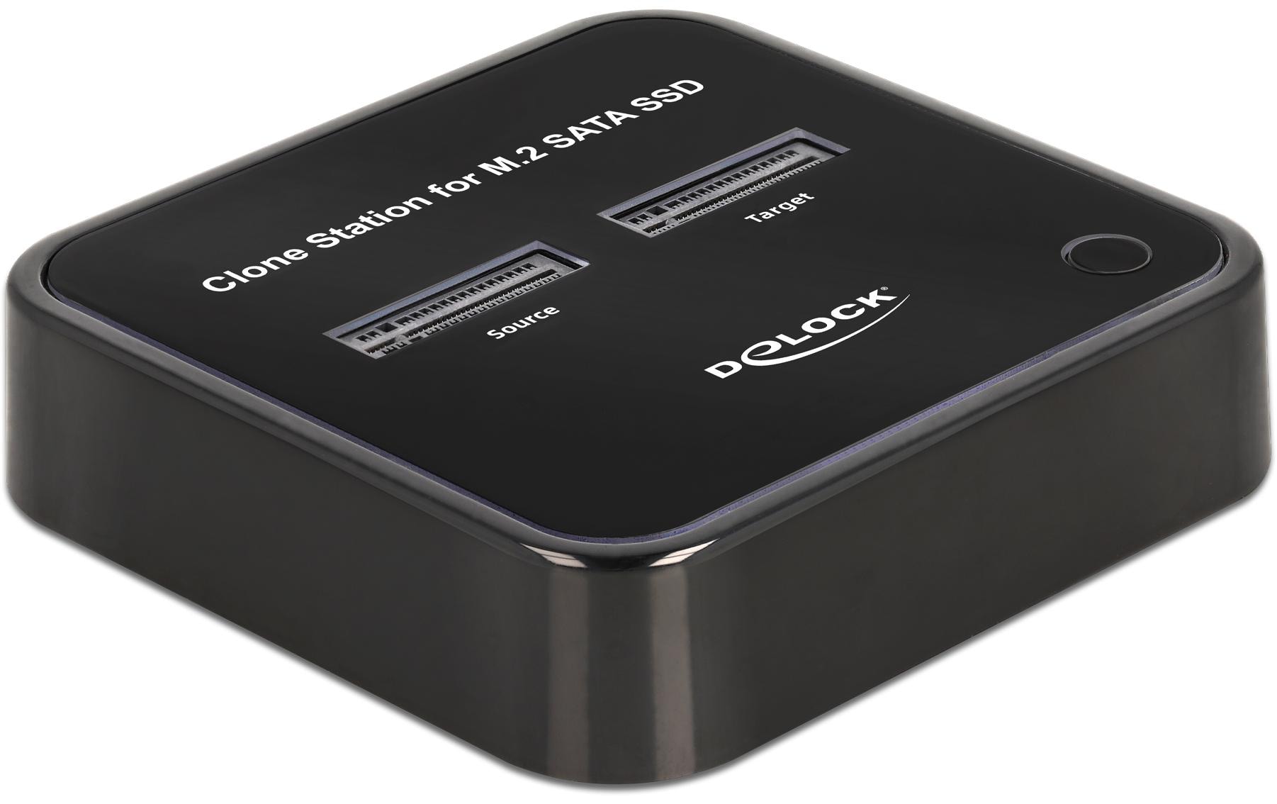 Docking- und Klonstation USB-C – 2x M.2 SATA SSDDelock M.2 Dockingstation für 2 x M.2 SATA SSD mit Klon Funktion