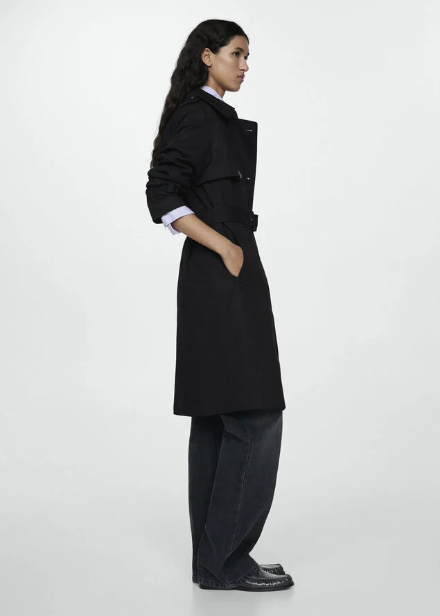 MANGO Classic trench coat with belt Black