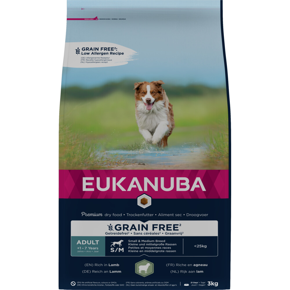 Eukanuba Hondenvoer Graanvrij Lam Adult Small - Medium3 kg