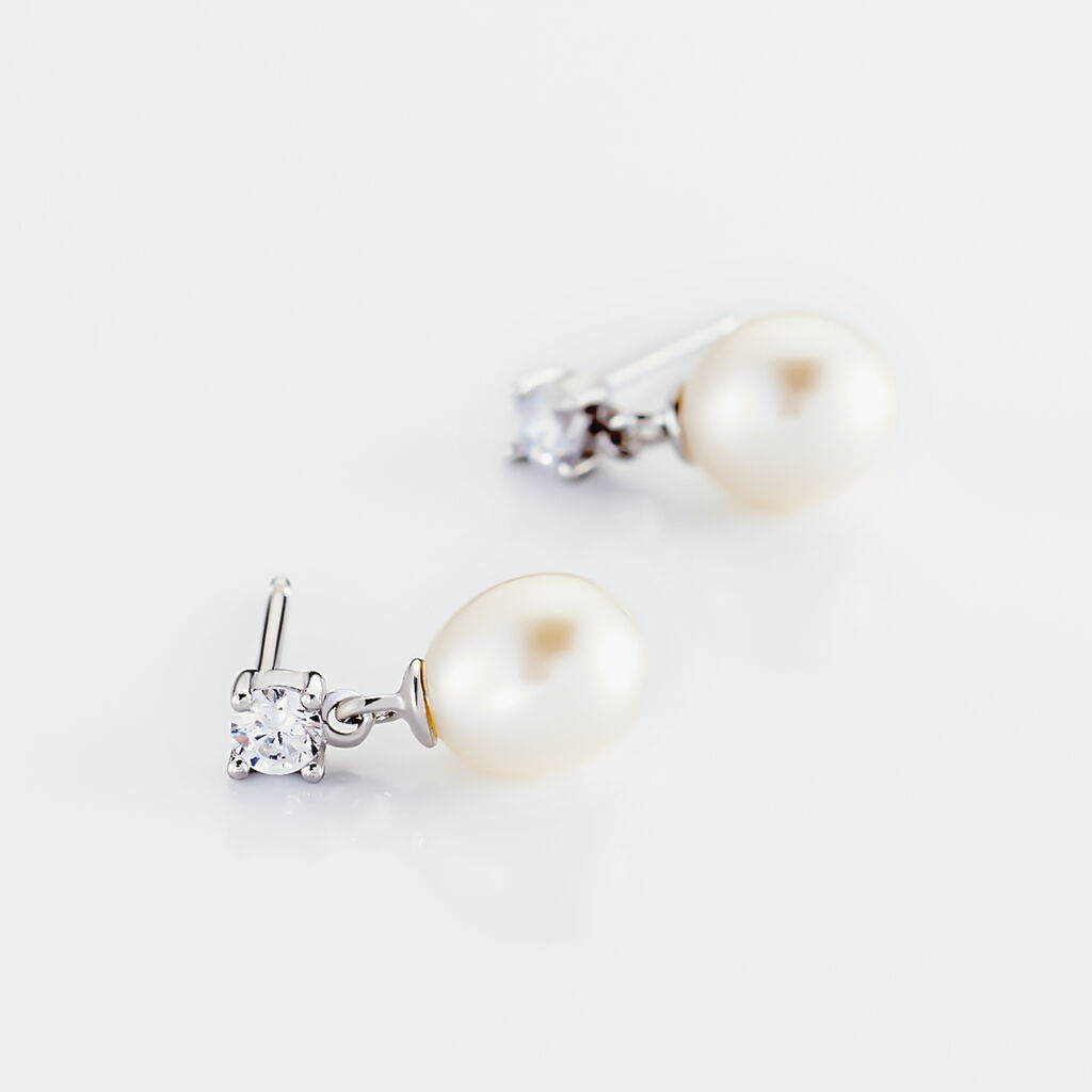 Boucles D'oreilles Pendantes Dolores Argent  Perle De Culture Et Oxyde