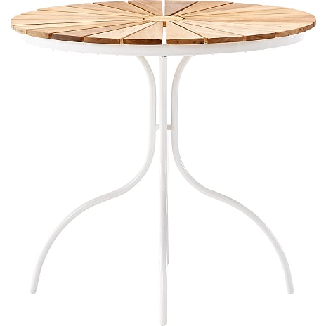 Kerteminde Ø80cm teak cafésæt med 2 stole - Teak/hvid