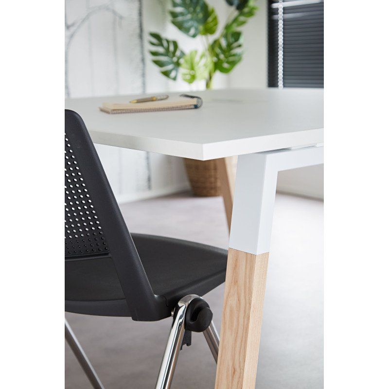 Table de réunion modulable ECLA L 140 x P 126 piètement métal et bois