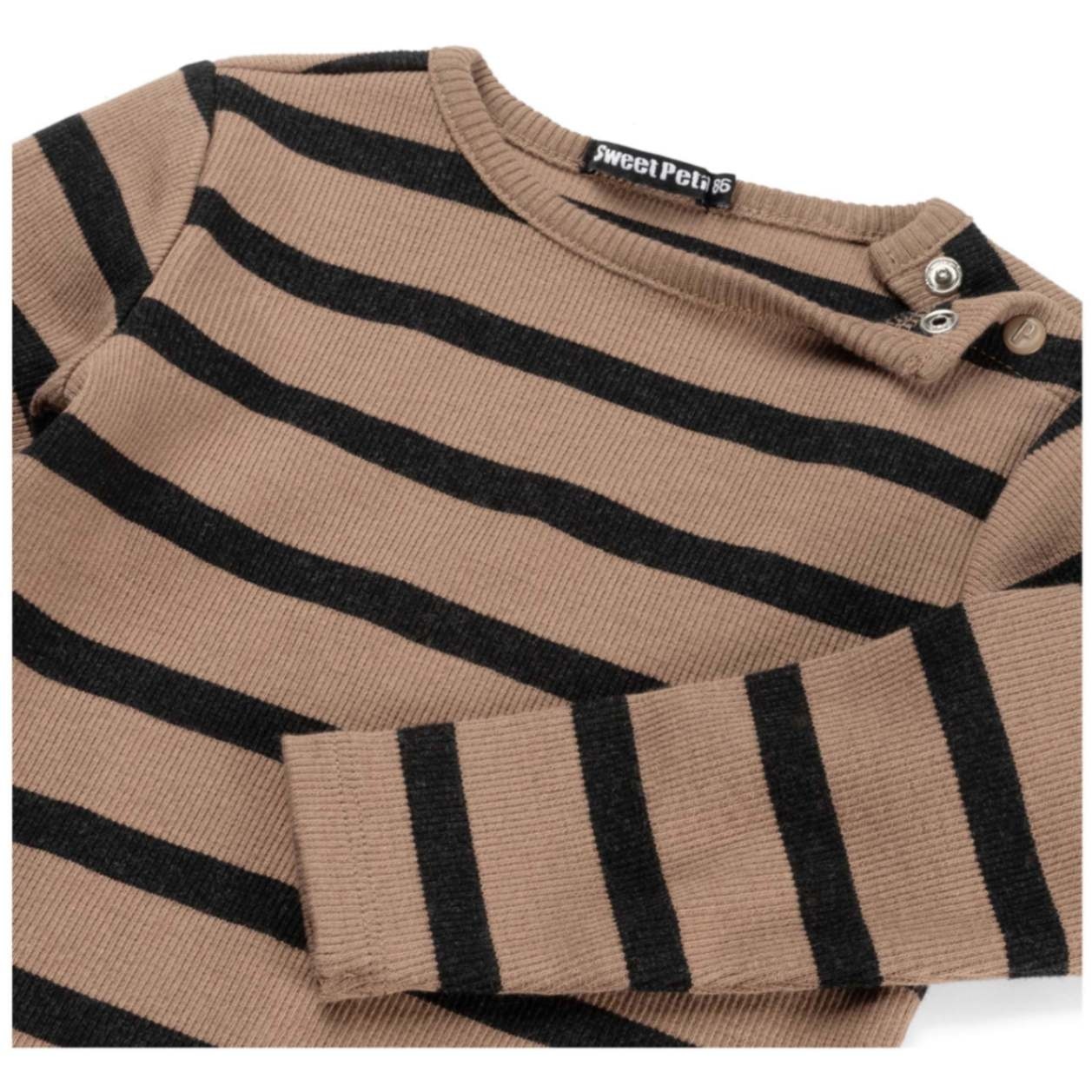 Sweet Petit peuter shirt Sepp lange mouwen strepen taupe