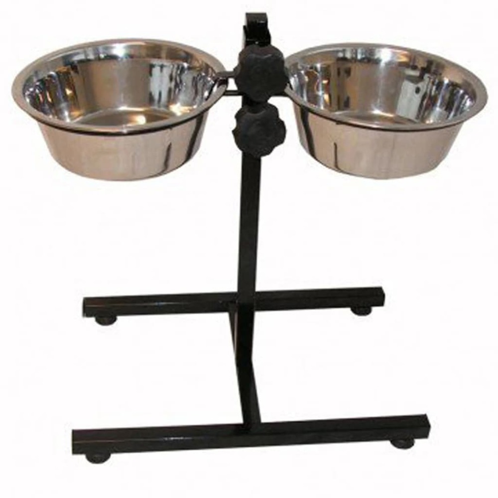 @pet support de mangeoire double pour animaux de compagnie 2x4 l noir
