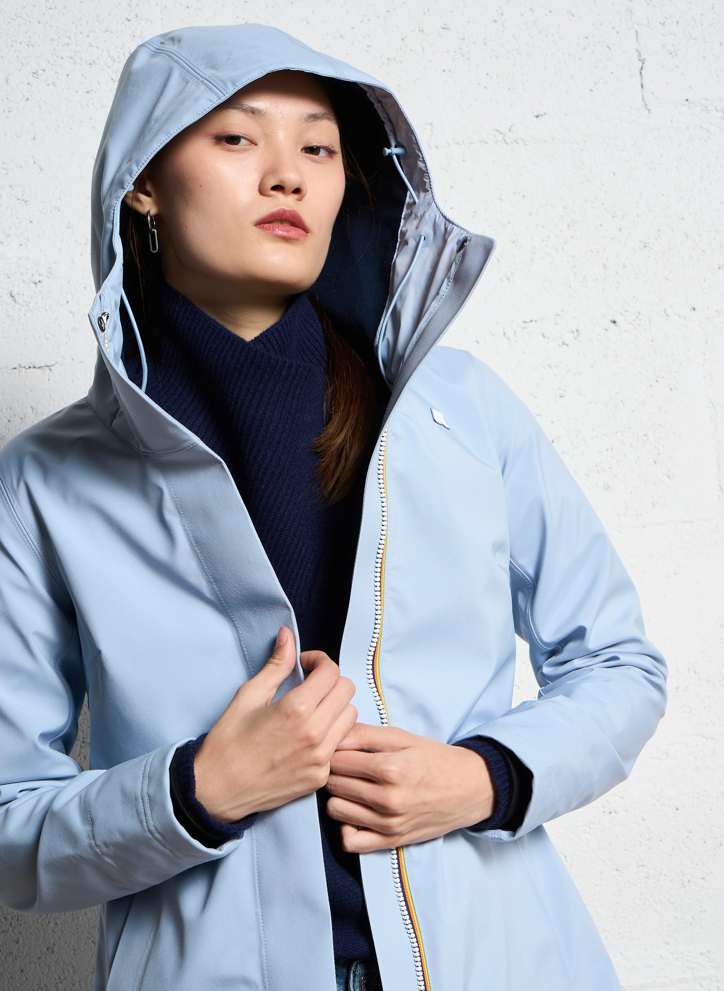 STEPHY BONDED - Imperméable col montant droit | Bleu