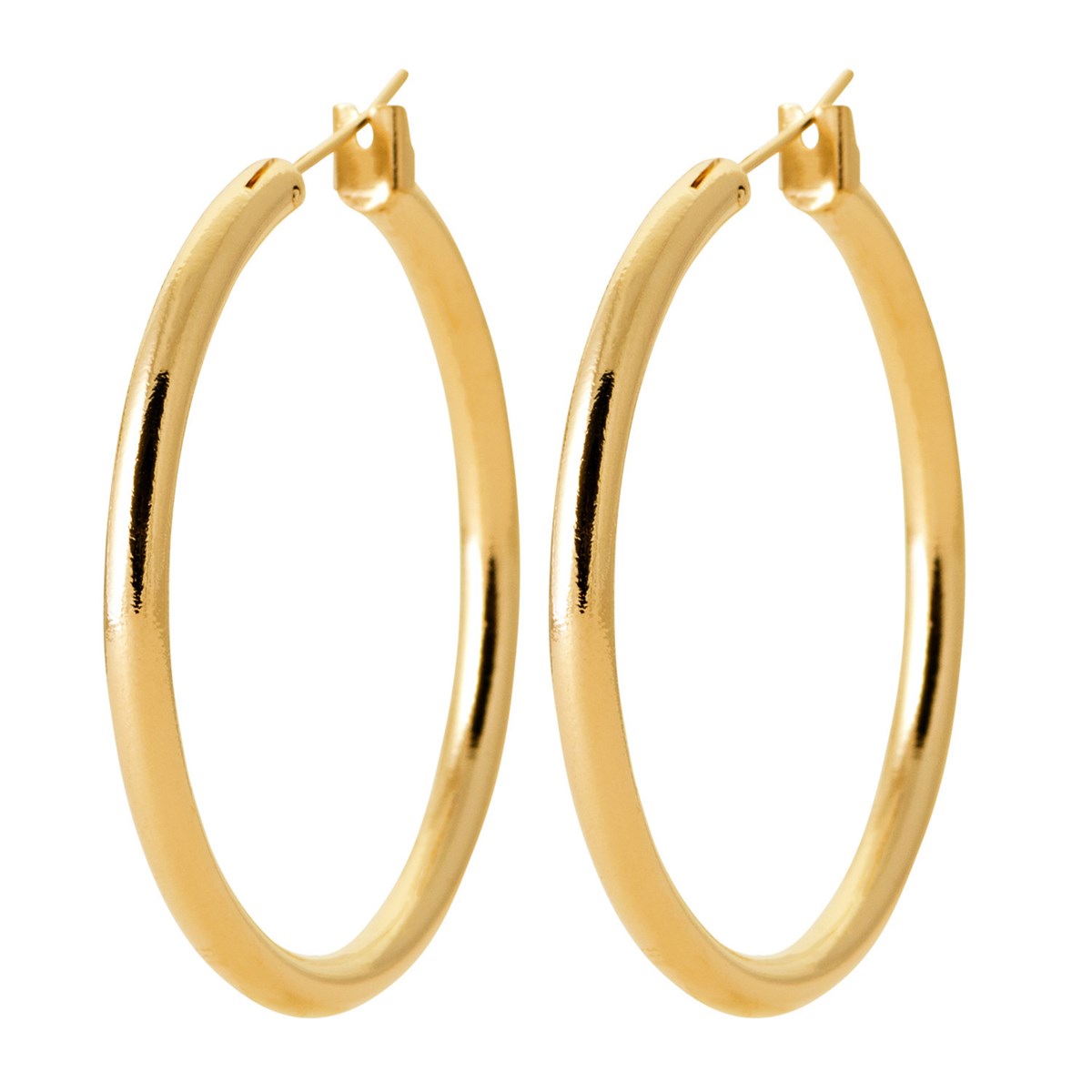 Créoles Brillaxis plaqué or fil rond 3 mmDiamètre 40 mm
