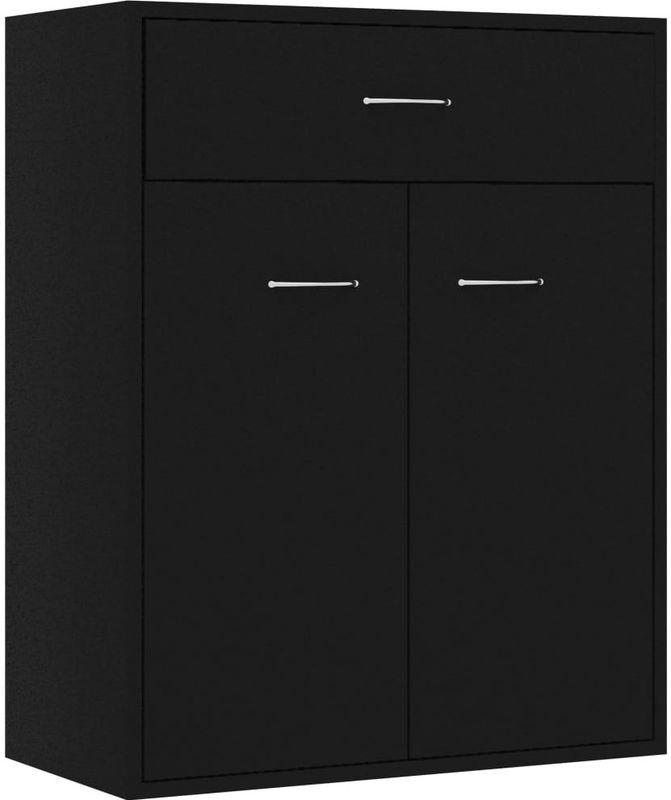 vidaXL - Dressoir - Zwart - Bewerkt Hout - 2 Deuren 2 Lades