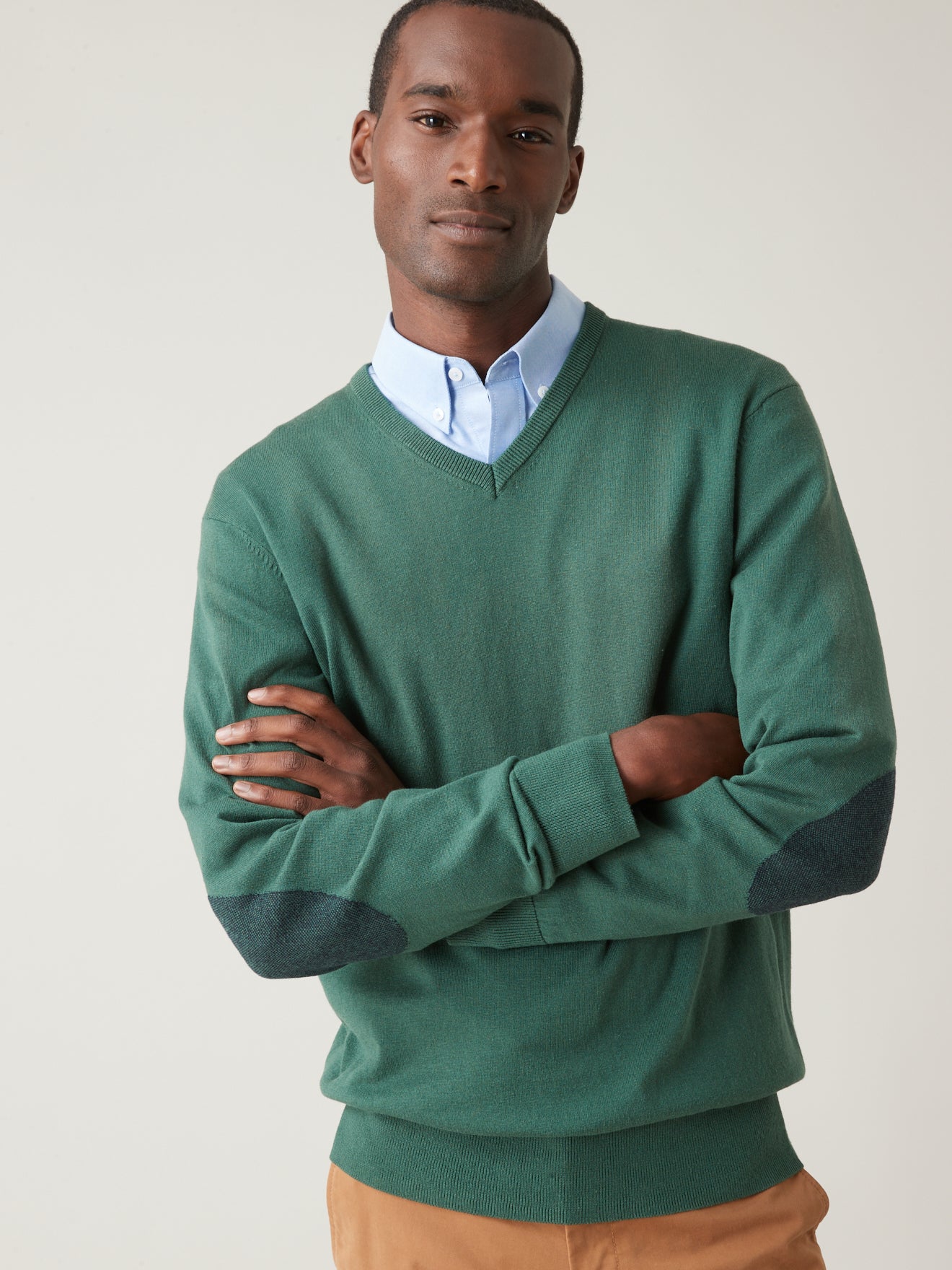 Pull col V homme coton, soie et cachemire