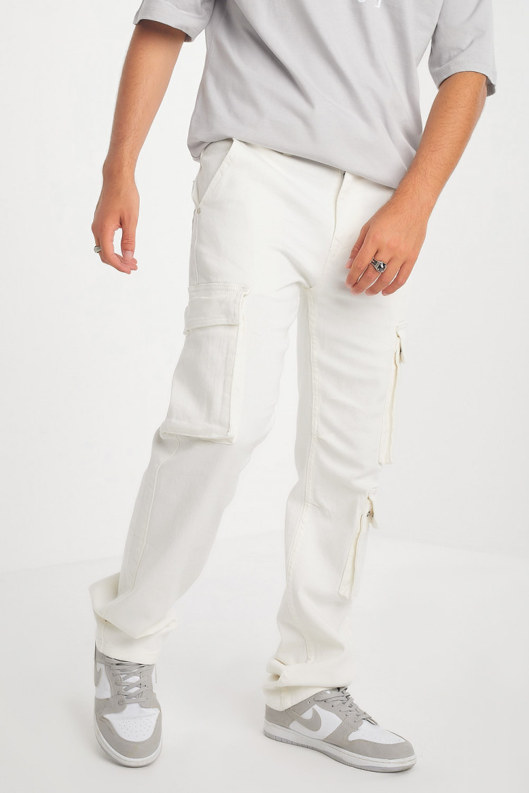 jeans blanc coupe cargo