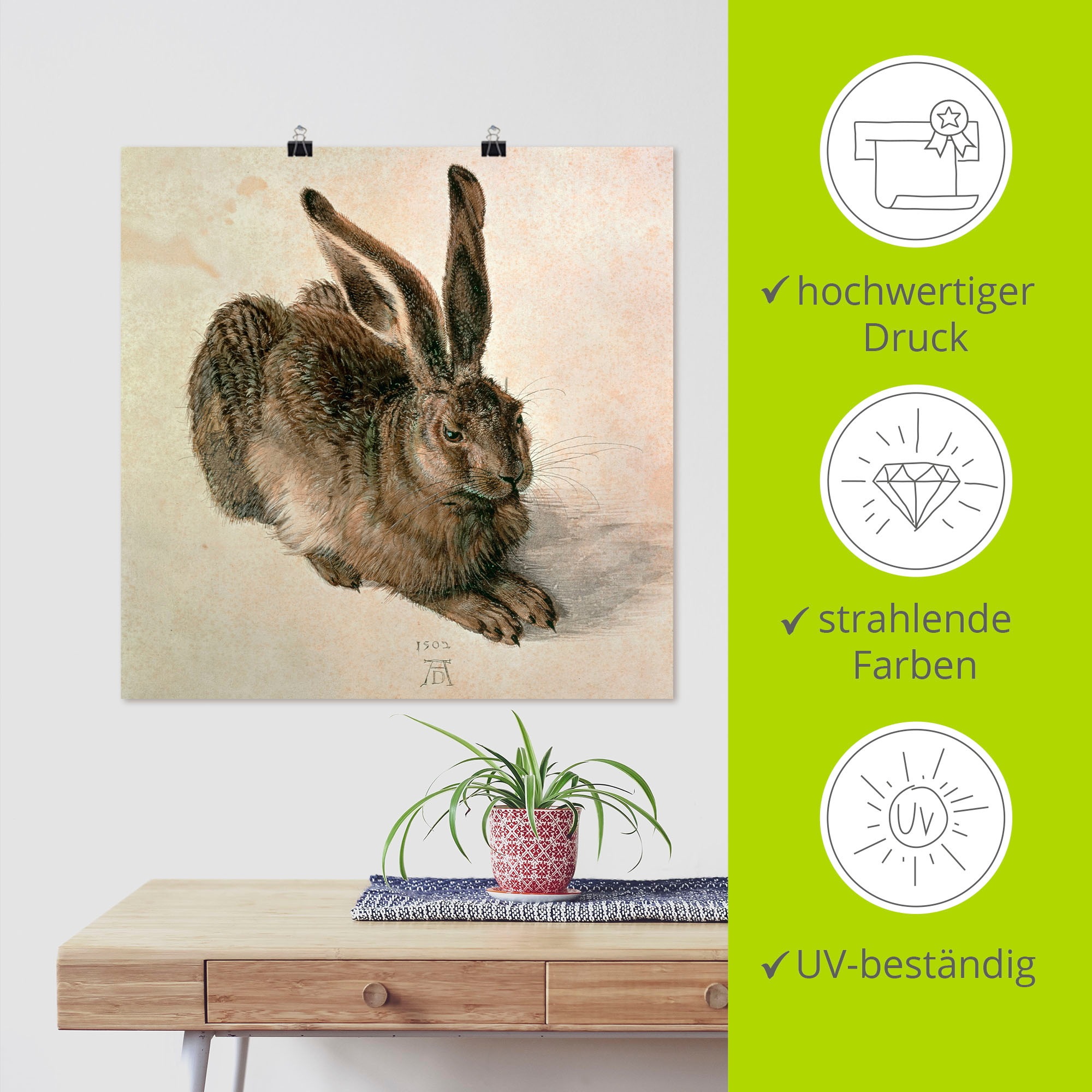 Artland Wandbild »Junger Feldhase. 1502« Wildtiere 1 Stk. tlg. als Leinwandbild, Poster in verschied. Grössen
