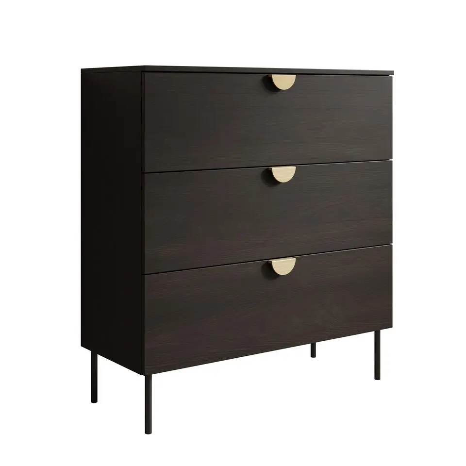 Meubella - Ladekast Monor - Zwart eiken - 100 cm