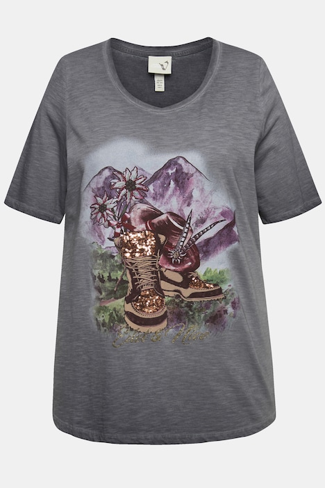 Shirt, Stiefel, Classic, Rundhals, Halbarm