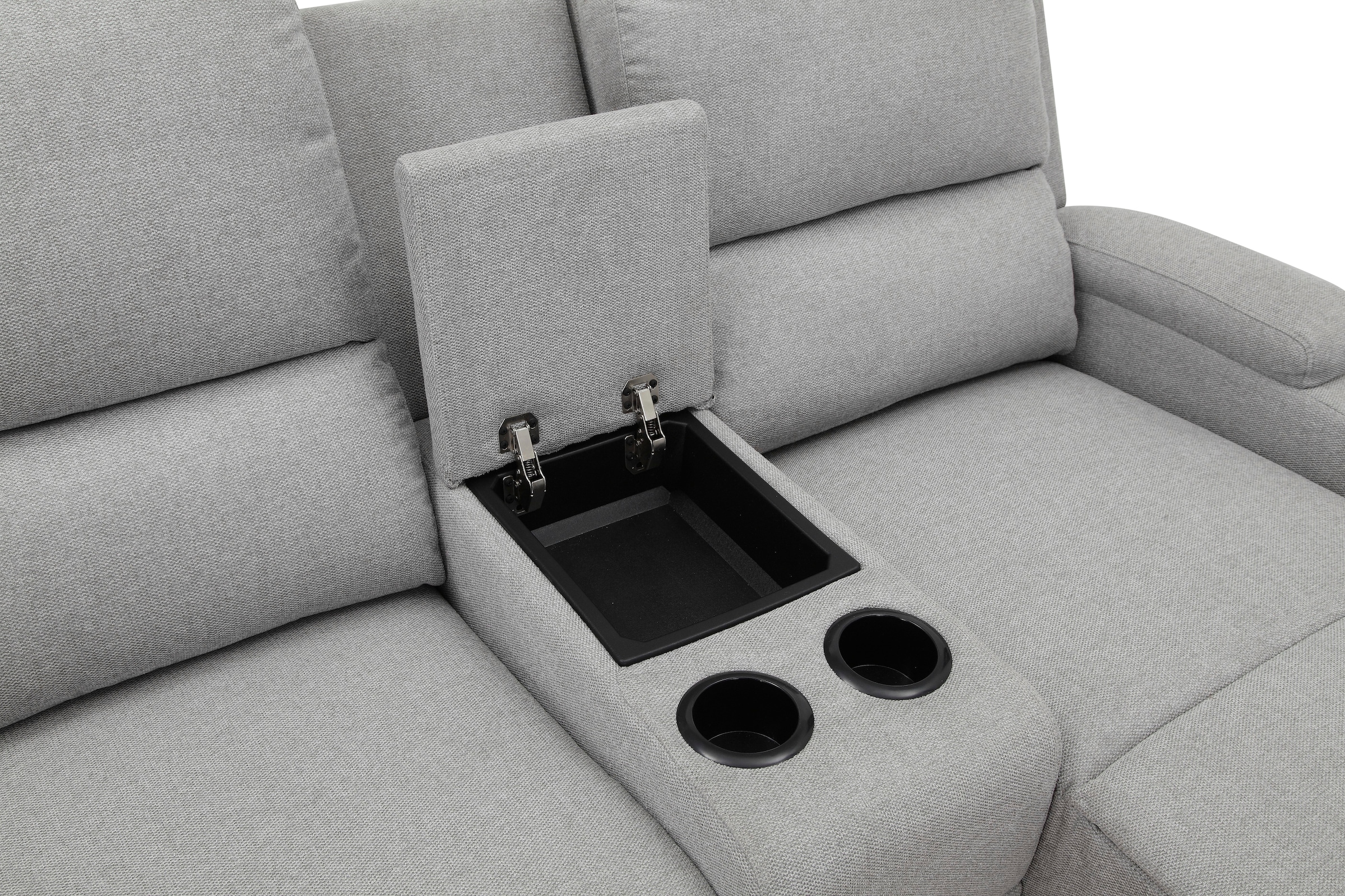 Home affaire Ecksofa »NAPORI Multimediasofa, 3er Kinosessel XXL, L-Form, 3 Bezugsstoffe« Kinosofa mit Relaxfunktion, Getränkehalter, Staufach und Staukasten