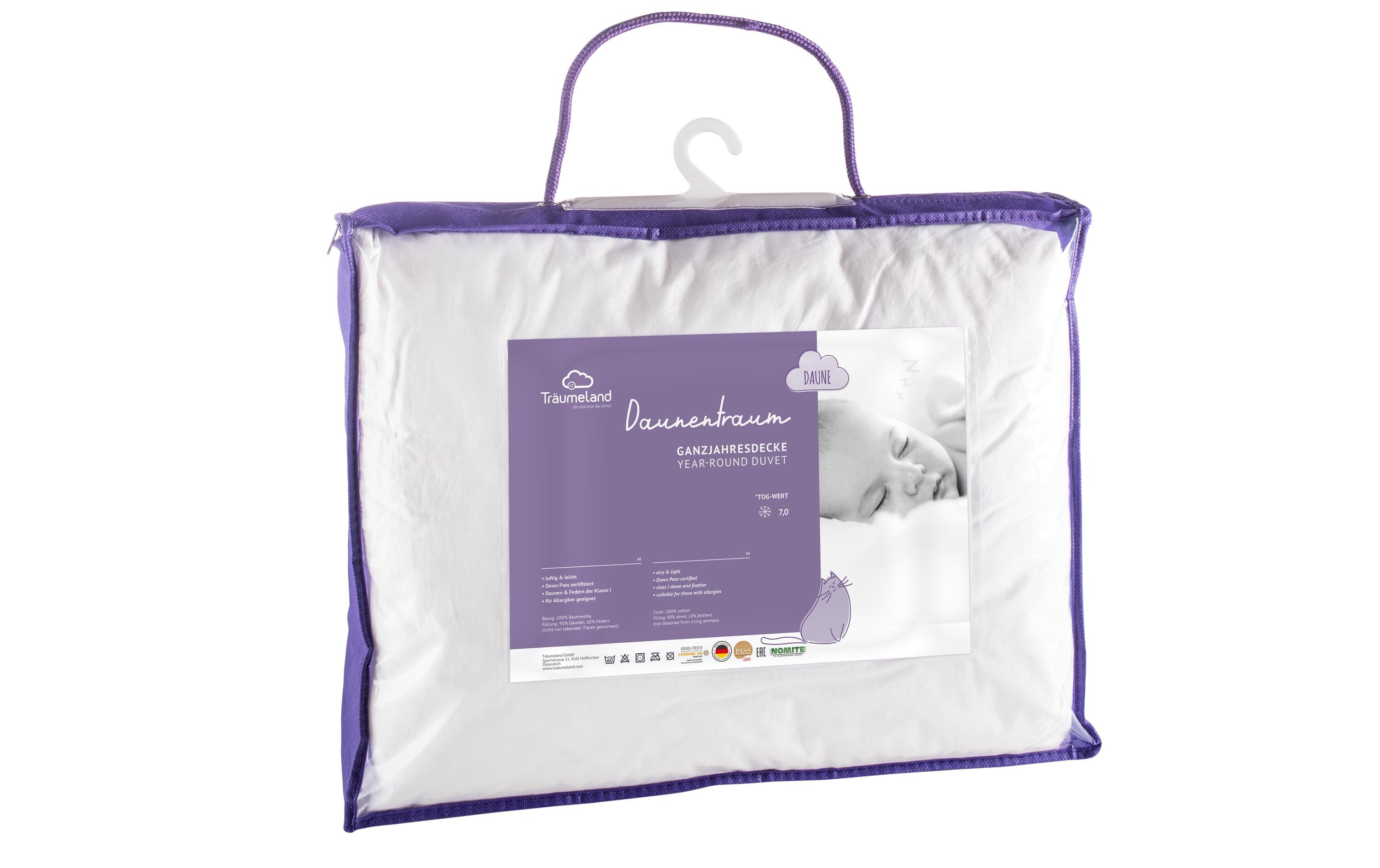 Kinder-Duvet Daunentraum 100 x 135 cm<br>Luftige und leichte Daunendecke für Babys