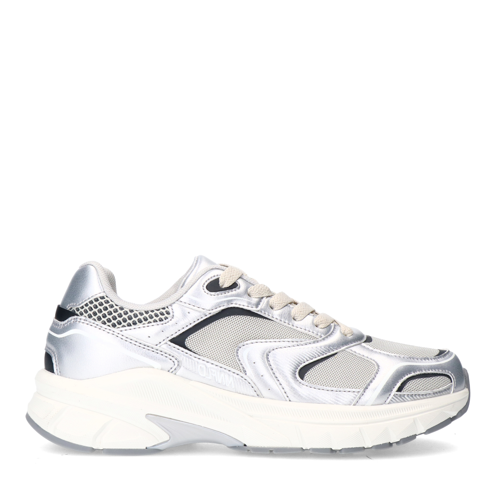 Zilveren sneakers met mesh details