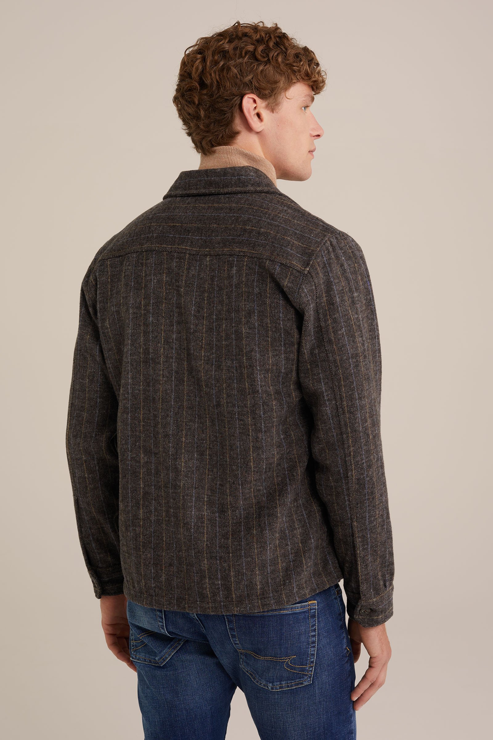 geweven overshirt met herringbone patroon Blue Ridge Donkergrijs