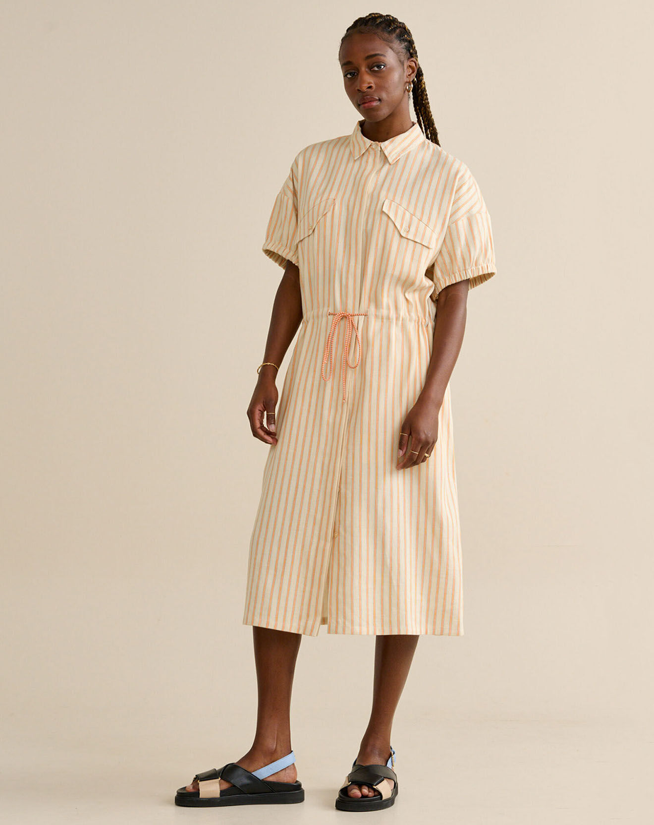 Bellerose Robe chemise en Lin & Coton Varia rose