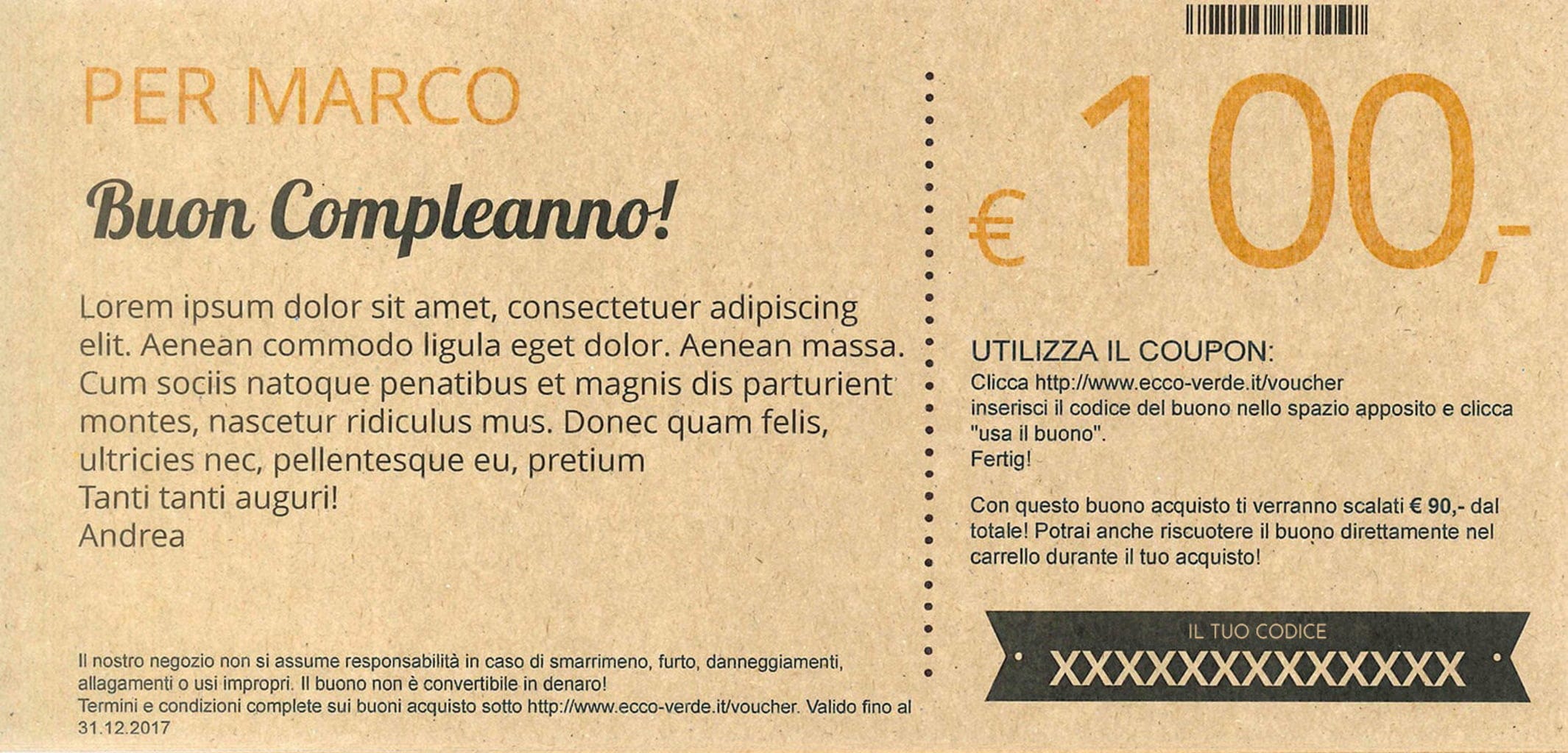 Ecco Verde  Nice Birthday - Geschenk-Gutschein, 