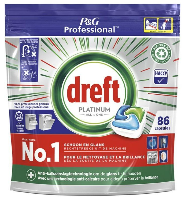 Dreft Platinum Vaatwastabletten All-in-1 Regular 86 capsules