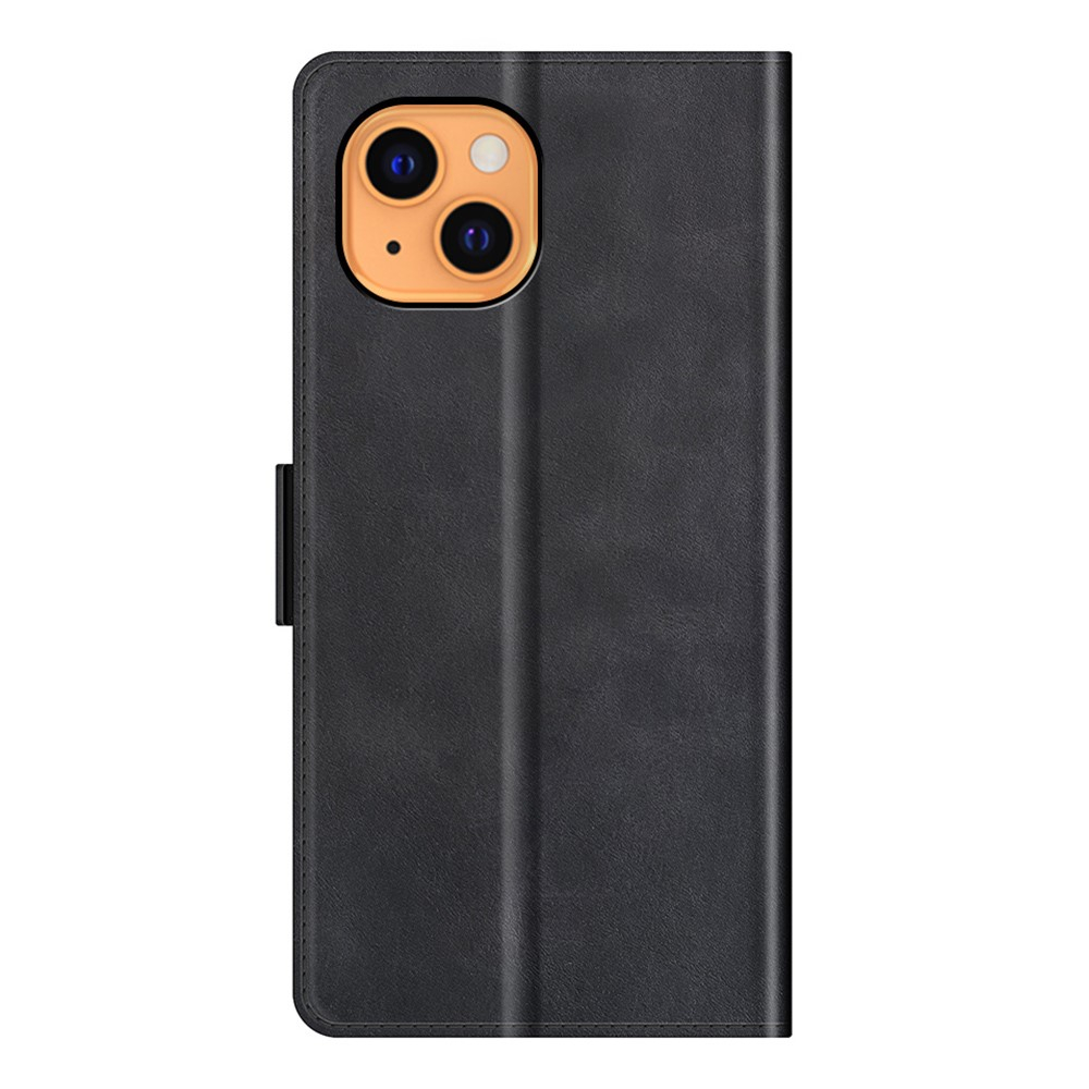 iPhone 13 Vintage Leder Tasche Flip Cover Fashion Design - Schwarz
