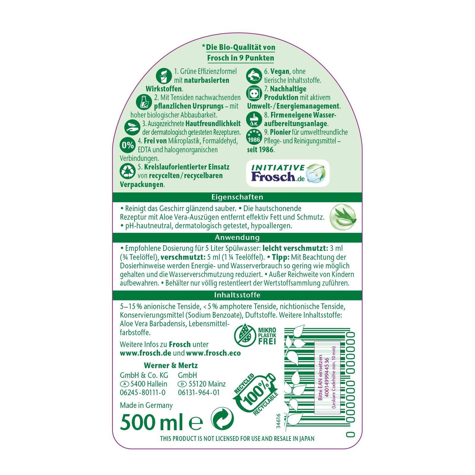 Frosch Aloe Vera Spüllotion