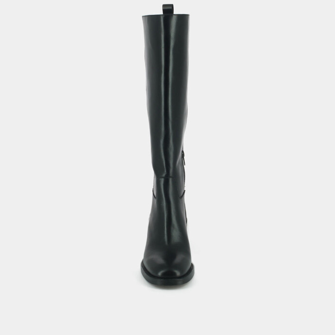 Bottes hautes à talons  en cuir noir