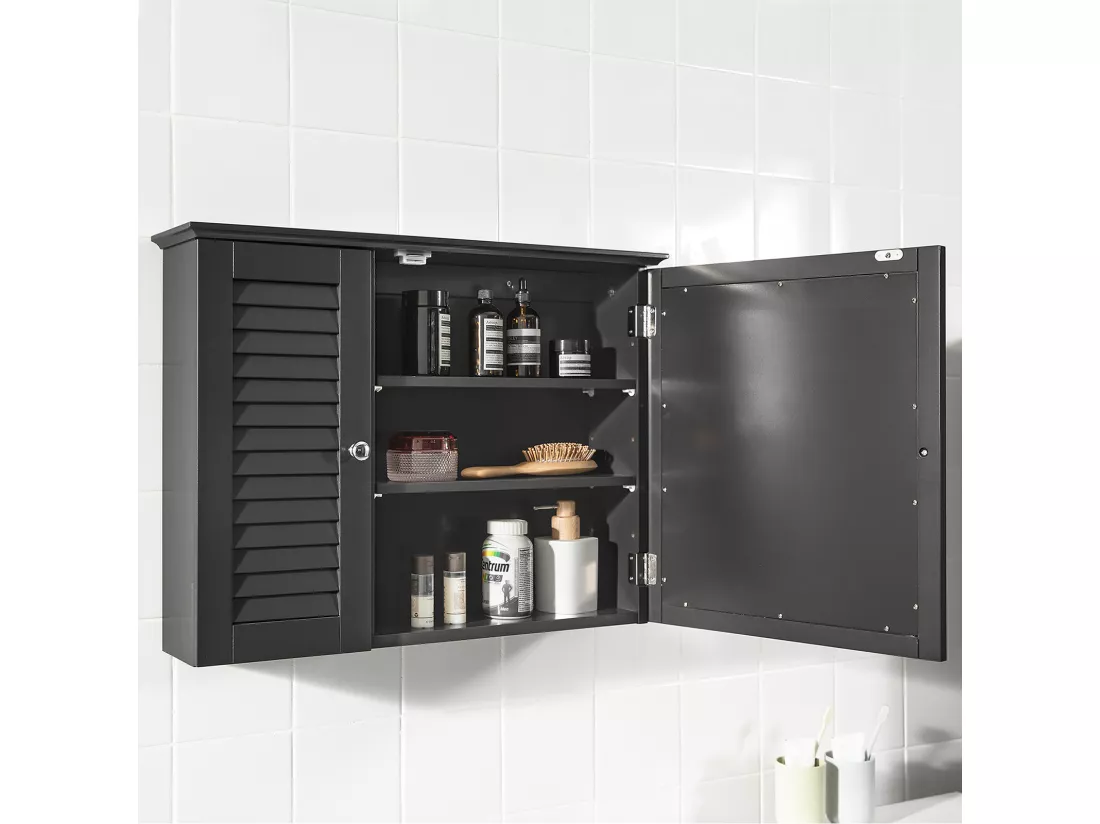 Armoire Miroir Meuble Haut De Salle De Bain Armoire Suspendue Avec Porte Miroir Commode, BZr55-dg