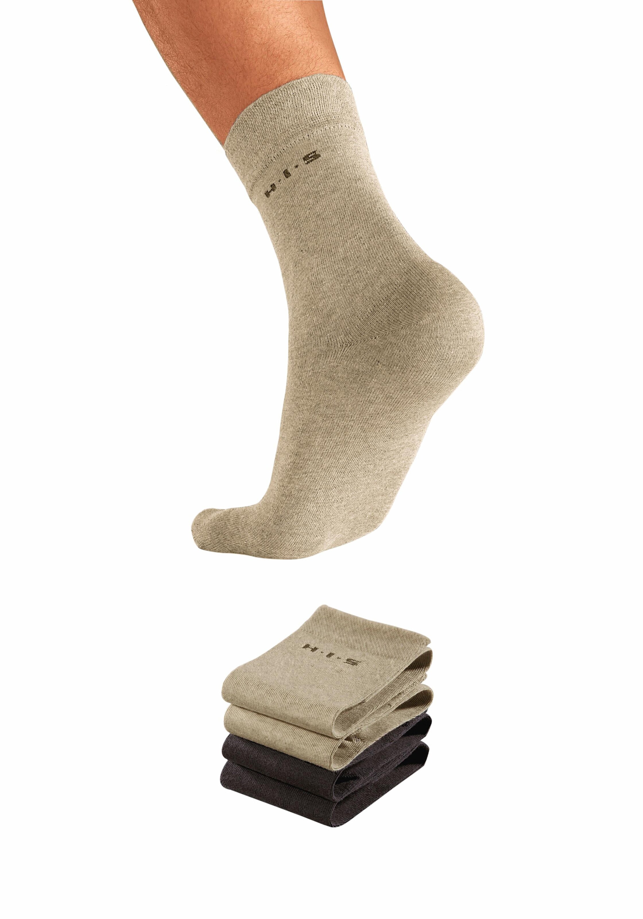 H.I.S Socken in 2x braun-beige, 2x braun