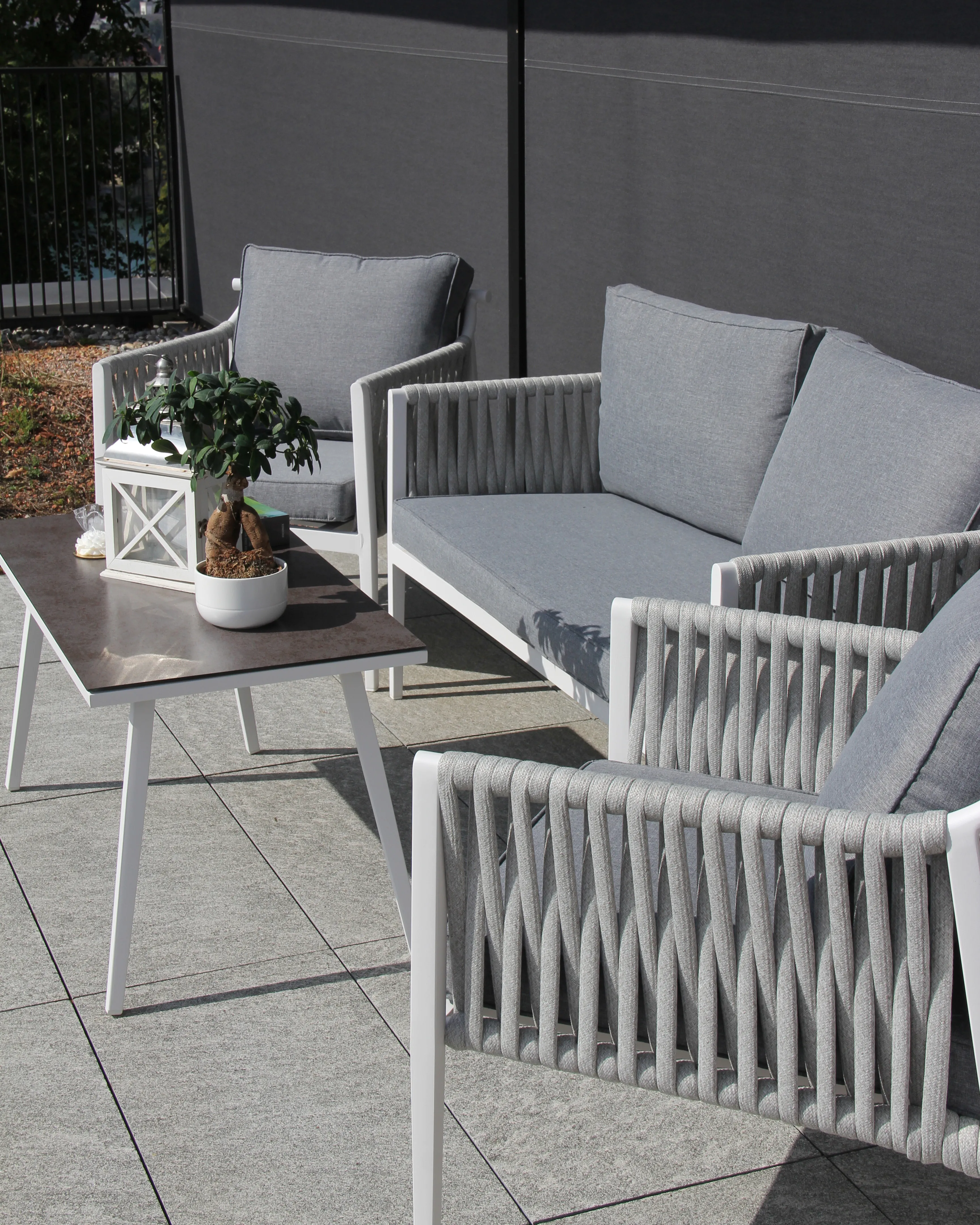 Loungeset met tafel 4-zits LATINA Metaal Grijs