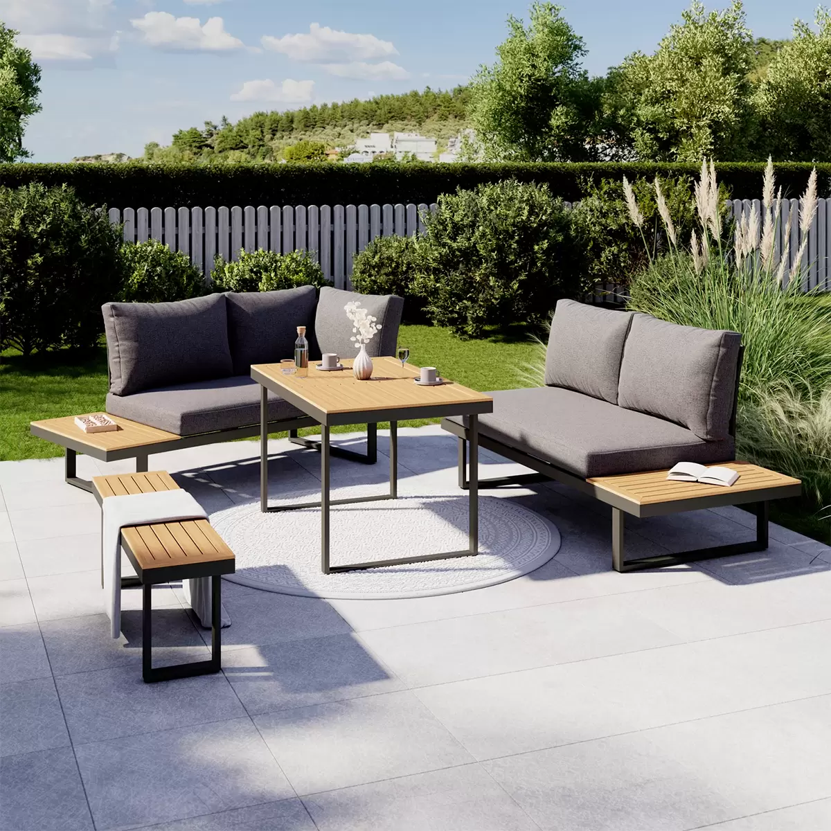 Beldano Loungegarnitur Montreal 4-teilig anthrazit,braun,grau