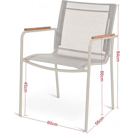 Mood Texteline havestol m. teak armlæn - sandy grey
