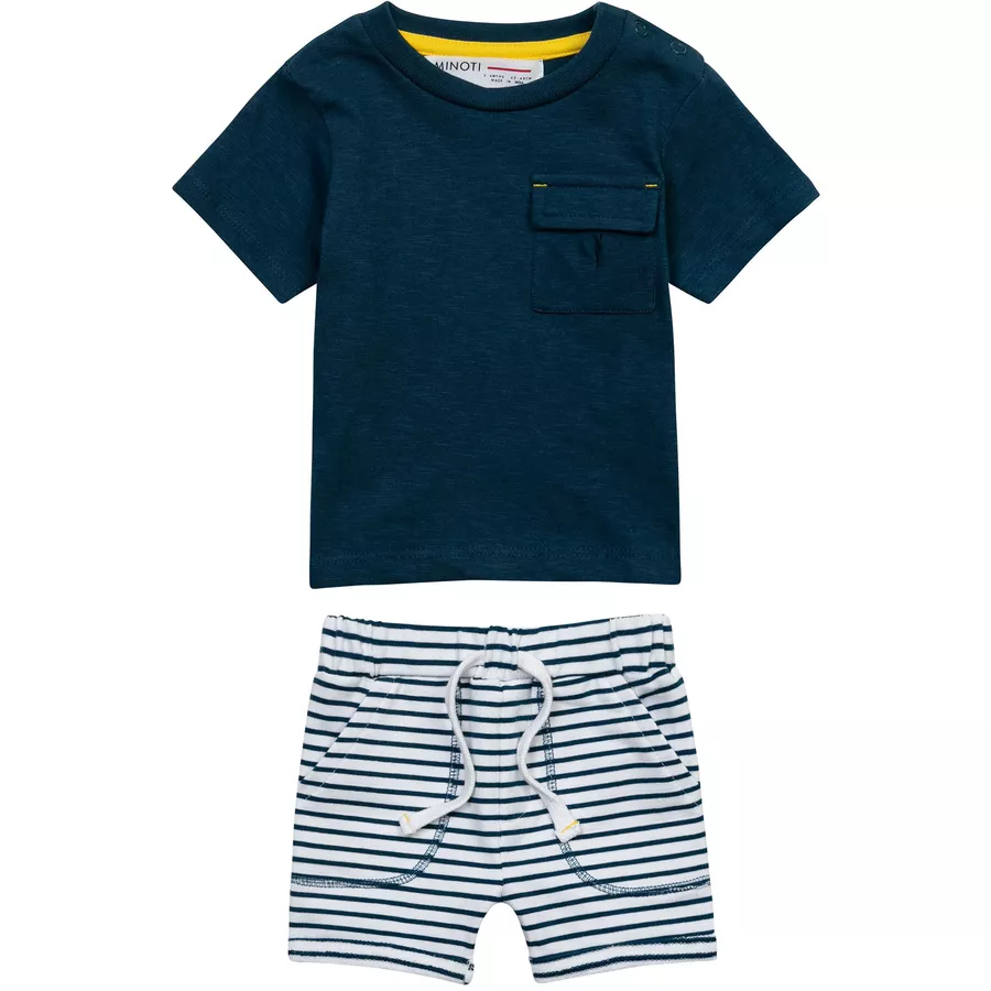 MINOTI Shorts und T-Shirt im Set DunkelblauWeiß