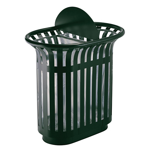 Corbeille 2*60l tulipe à poser avec totem, vert mousse 6005