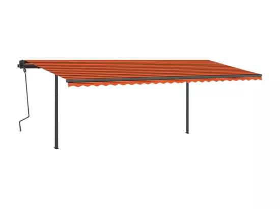 Auvent manuel rétractable avec poteaux 6x3,5 m Orange et marron