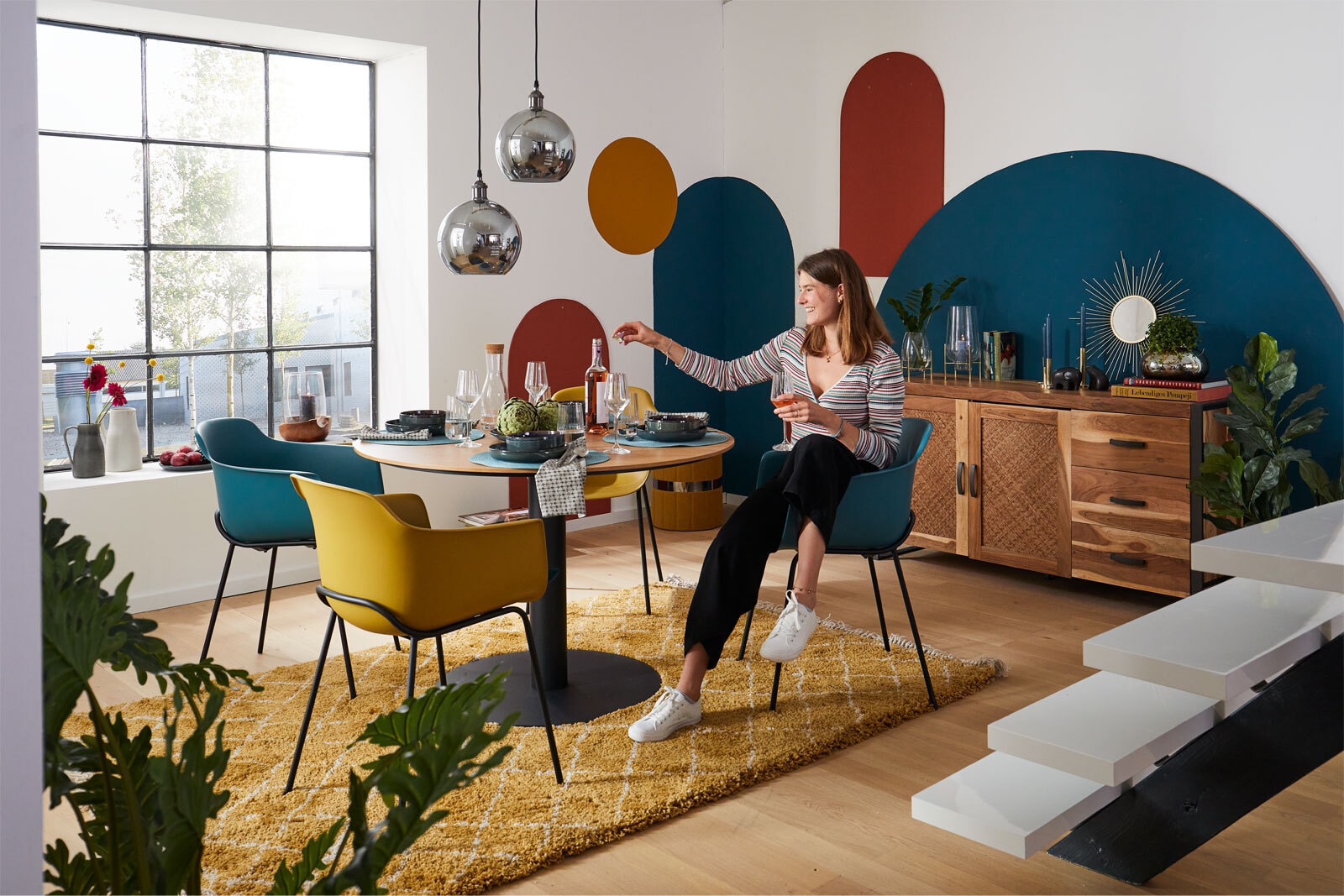 Sideboard TOM 150 x 80 cm Akazie massiv/anthrazit