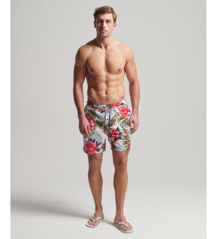 Maiô havaiano da Superdry feito com material reciclado multicolorido.