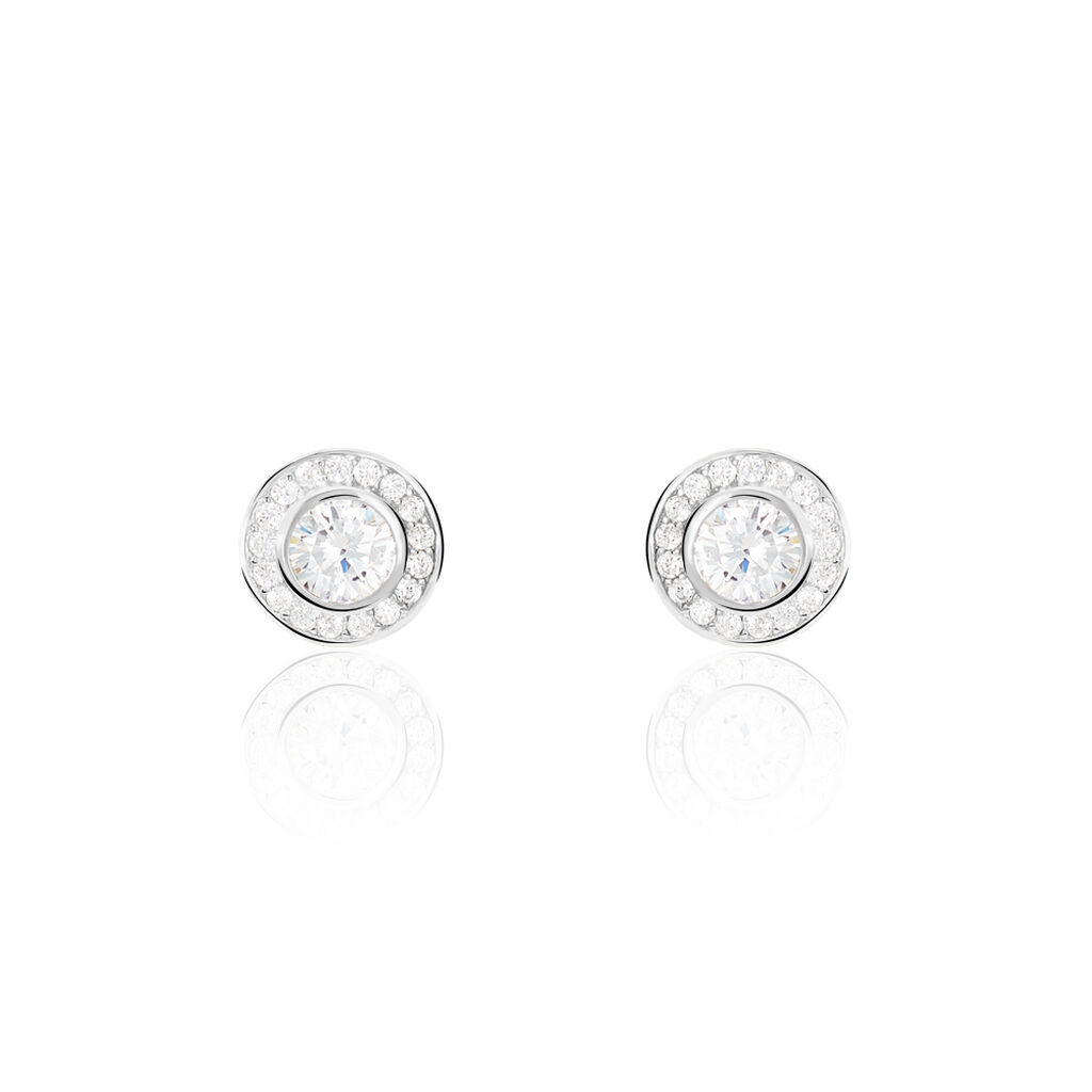 Boucles D'oreilles Puces Marquise Argent Blanc Oxyde De Zirconium